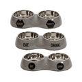  51 Degrees North Double Food Bowl Stone Grey