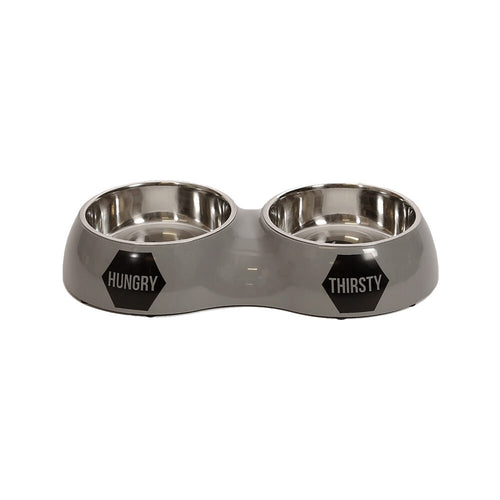  51 Degrees North Double Food Bowl Stone Grey