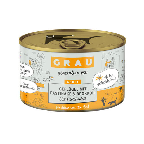  Grau Adult Dog Food - Beef, Poultry And 4 Types Of Vegetables - Tin
