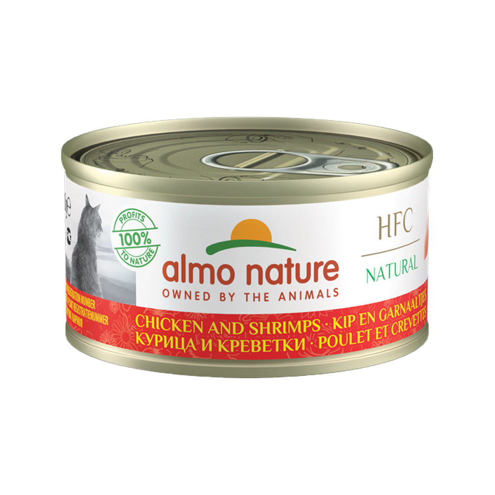  Almo Nature HFC 70 Natural Cat Food - Tin - Chicken And Shrimps