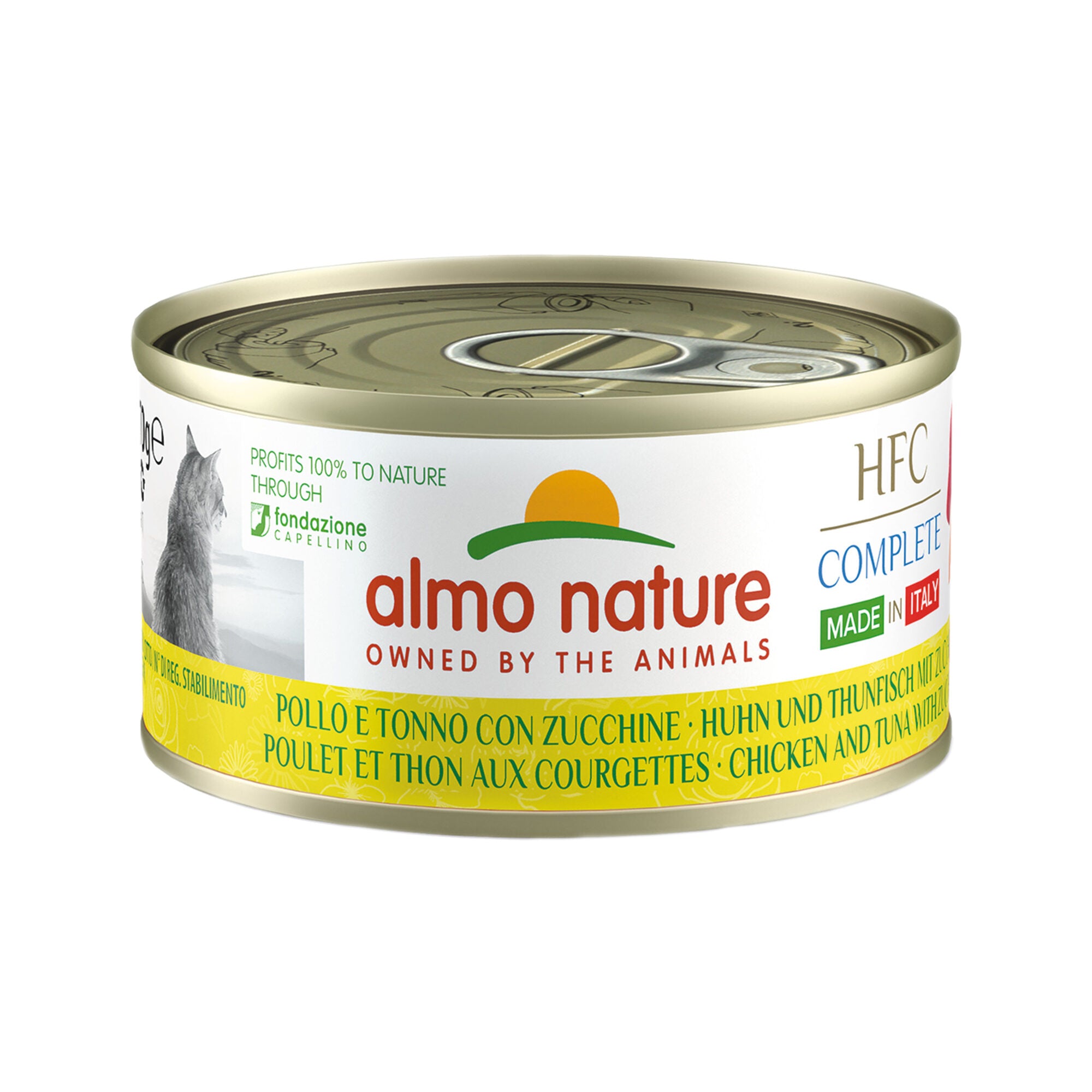  Almo Nature HFC Complete Adult - Made In Italy - Cat Food - Tin - Chicken And Tuna With Zucchini