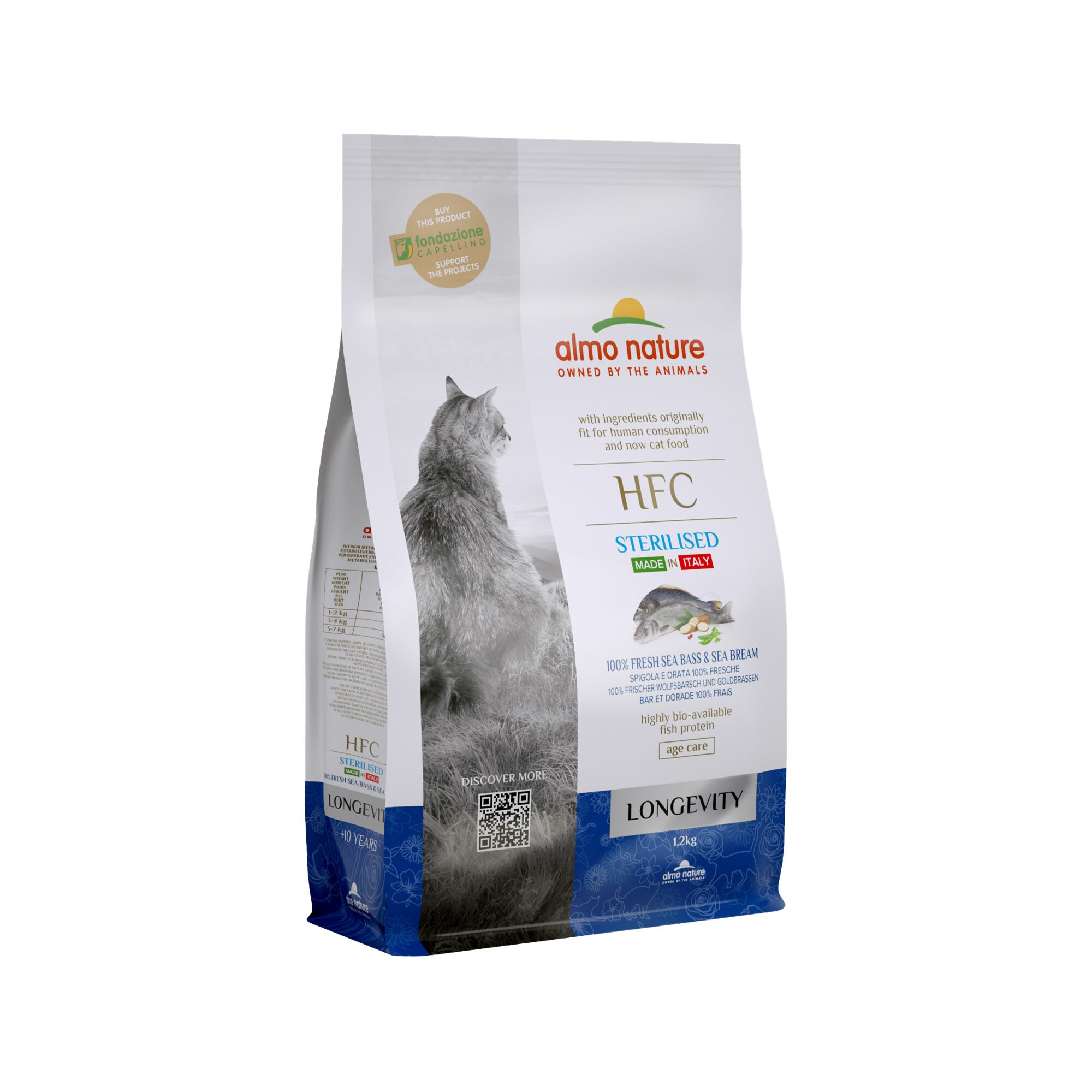  Almo Nature HFC Longevity Sterilised Cat Food – Sea Bass & Sea Bream