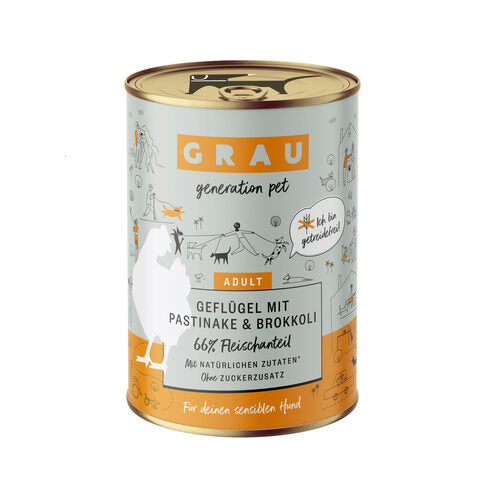  Grau Adult Dog Food - Beef, Poultry And 4 Types Of Vegetables - Tin