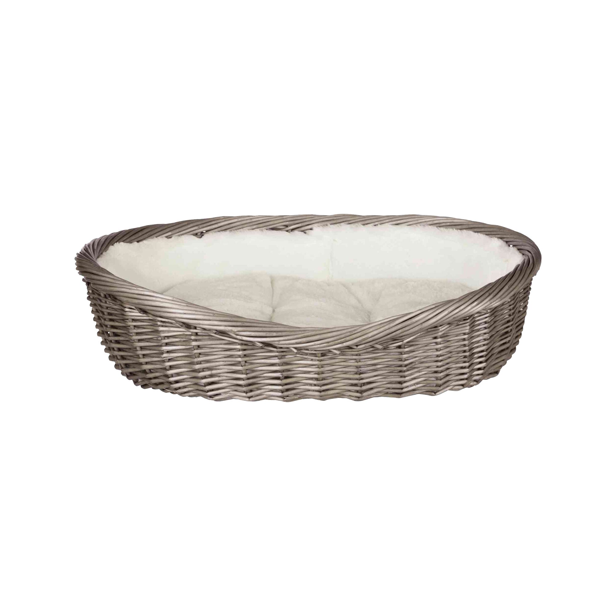  Trixie Wicker Dog Basket With Cushion - Grey