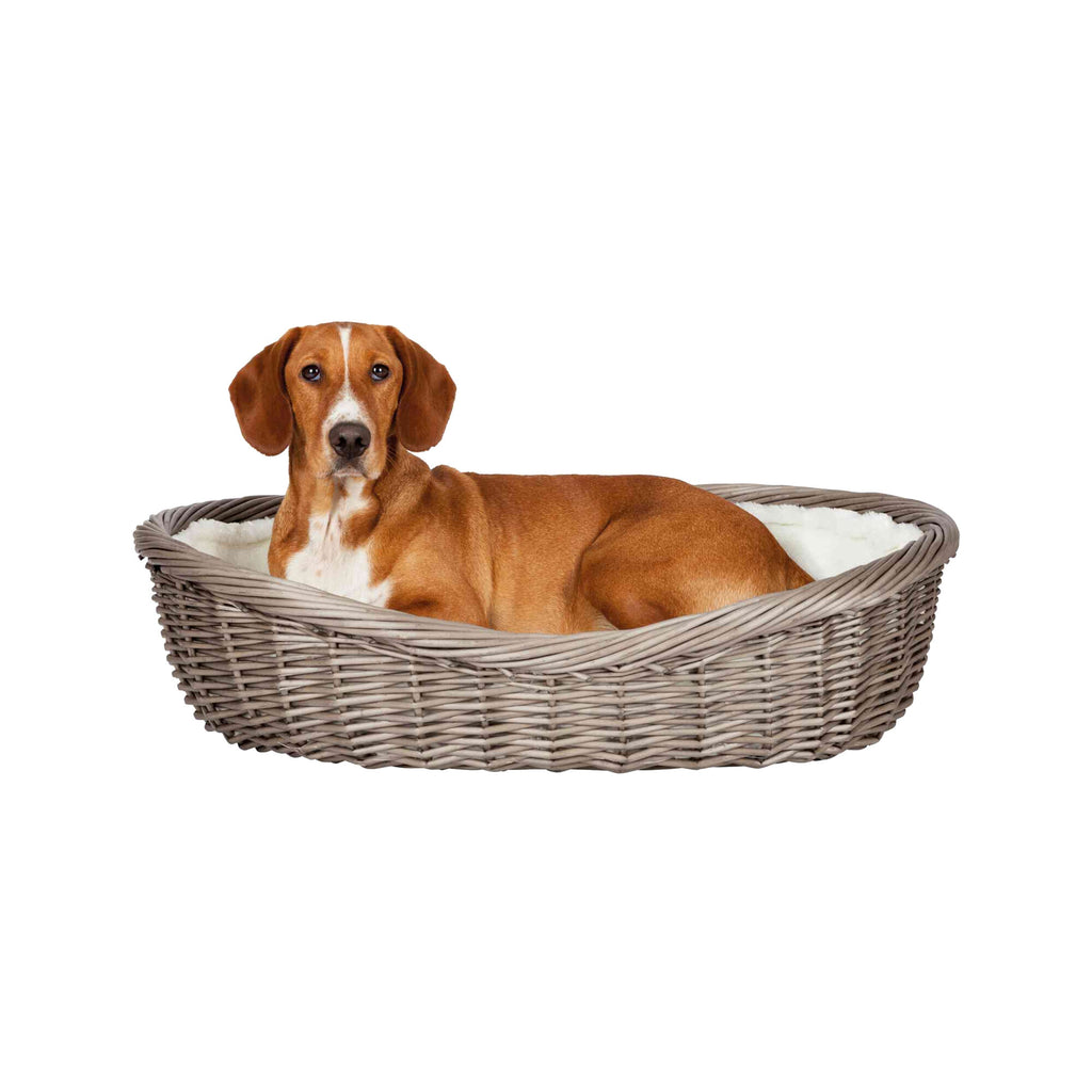  Trixie Wicker Dog Basket With Cushion - Grey