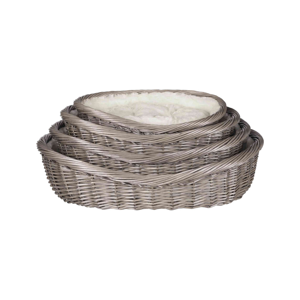  Trixie Wicker Dog Basket With Cushion - Grey